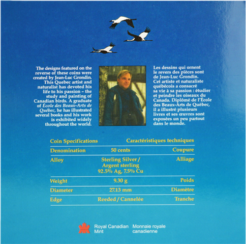 1995 Kanada 50 centų sidabrinių monetų rinkinys (9)