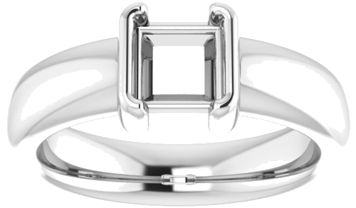 14K White 5.5 x 5.5 mm Square Half Bezel Solitaire Engagement Ring Mounting (3)