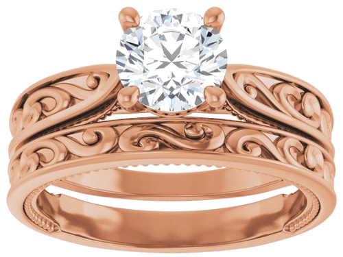Sužadėtuvių Žiedas „Solitaire Vintage-Inspired“ 14k rose gold Round 6.5mm (8)