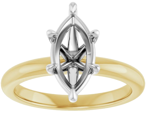 14K Yellow White 12x6 mm Marquise Solitaire Engagement Ring Mounting (3)