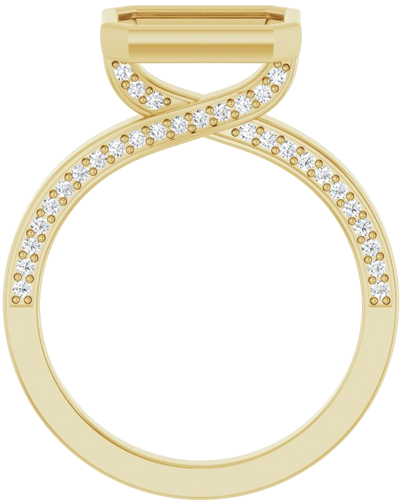 Sužadėtuvių Žiedas „Bezel-Set Accented“ 14k yellow gold Emerald 9mm x 7mm (3)
