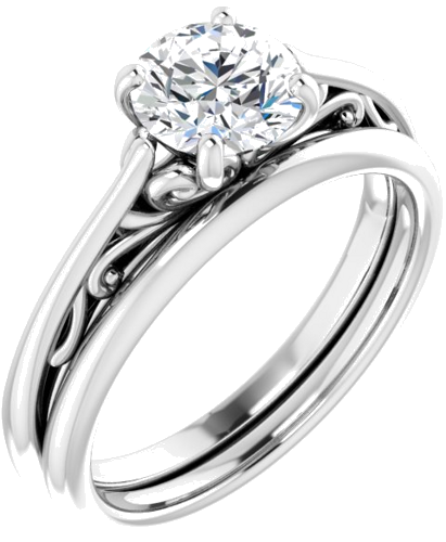 14K White 6.5 mm Round Engagement Ring Mounting (11)