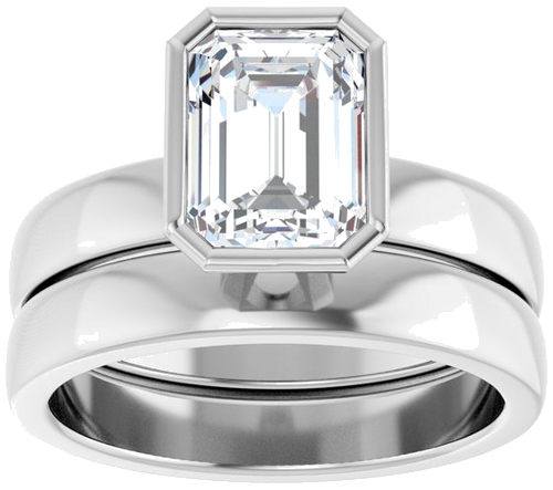 Sužadėtuvių Žiedas „Bezel-Set Solitaire“ 14k white gold Emerald 8mm x 6mm (8)