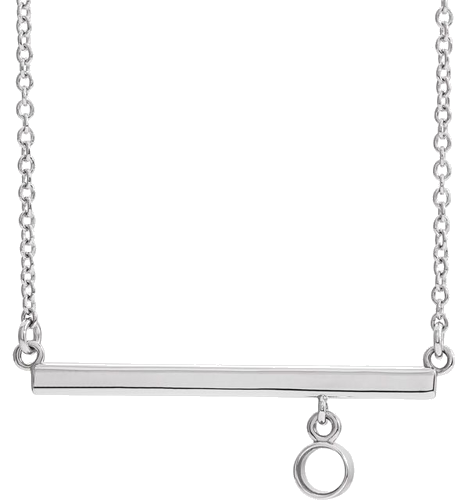 14K White 3 mm Round Bezel-Set 16  Bar Necklace Mounting (1)