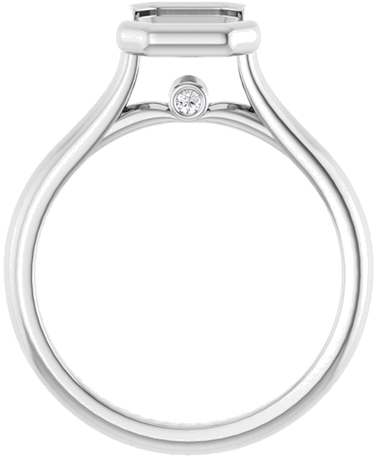 Sužadėtuvių Žiedas „Bezel-Set Accented“ 14k white gold Emerald 8mm x 6mm (2)