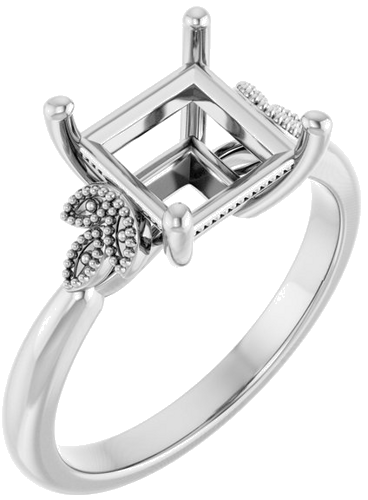 Sužadėtuvių Žiedas „Solitaire“ 14k white gold Square 7mm (1)