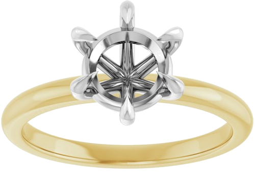 Sužadėtuvių Žiedas „Claw-Prong“ 14k yellow/white gold Round 7.4mm (3)