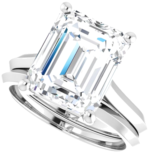 Sužadėtuvių Žiedas „Claw-Prong“ 14k white gold Emerald 11mm x 9mm (10)