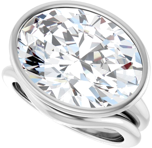 Sužadėtuvių Žiedas „Bezel-Set Solitaire“ 14k white gold Oval 16mm x 12mm (10)
