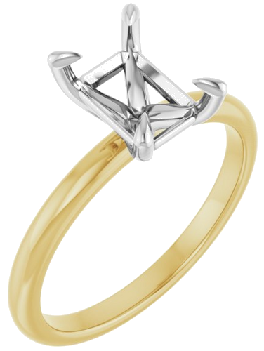 14K Yellow White 8 x 6 mm Emerald Engagement Ring Mounting (1)
