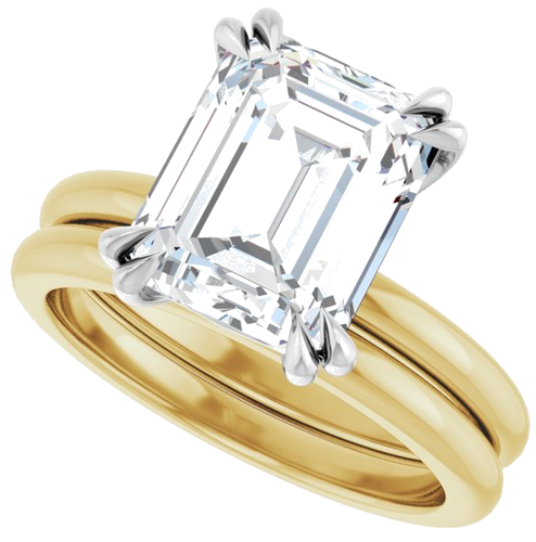 Sužadėtuvių Žiedas „Double Claw-Prong“ 14k yellow/white gold Emerald 10mm x 8mm (10)