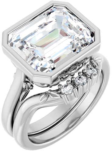 Sužadėtuvių Žiedas „Bezel-Set“ 14k white gold Emerald 12mm x 10mm (6)