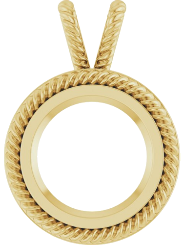 Pakabukas „Rope Bezel-Set Solitaire“ 14k yellow gold Round 12mm (1)