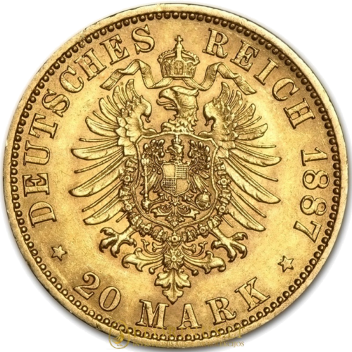 20 Markių auksinė moneta Wilhelmas I (1871-1888), Vokietijos imperija (2)
