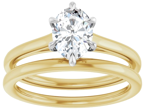 Sužadėtuvių Žiedas „Claw-Pong“ 14k yellow/white gold Oval 7.5mm x 5.5mm (8)