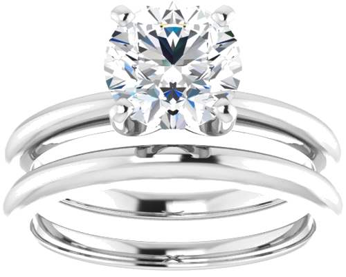 10K White  7.4 mm Round Solitaire Engagement Ring Mounting (8)