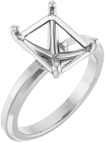 Sužadėtuvių Žiedas „Solitaire“ 14k white gold Emerald 10mm x 8mm (1)