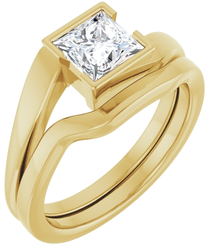 Sužadėtuvių Žiedas „Half-Bezel Solitaire“ 10k yellow gold Square 5.5mm (6)