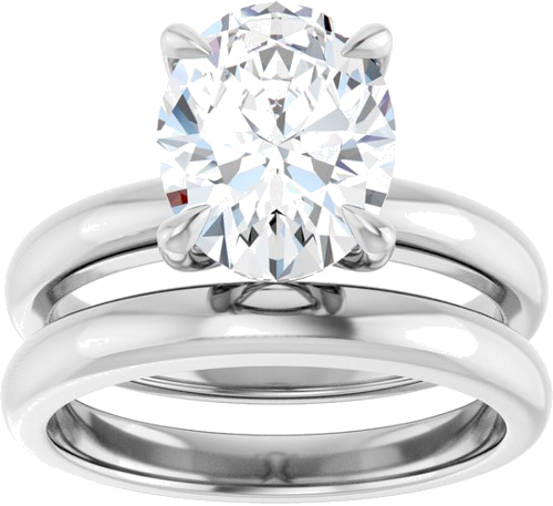 14K White 10x8 mm Oval Solitaire Engagement Ring Mounting (8)