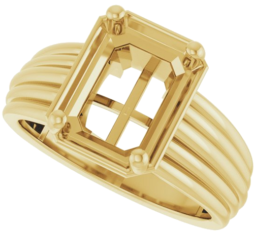Sužadėtuvių Žiedas „Solitaire Vintage-Inspired“ 14k yellow gold Emerald 9.5mm x 7mm (5)