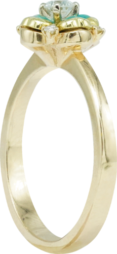 0,14 ctw Round-cut WI/SI ir RW-W/VS-SI natūraliais deimantais inkrustuotas aukso žiedas su emaliu (6)