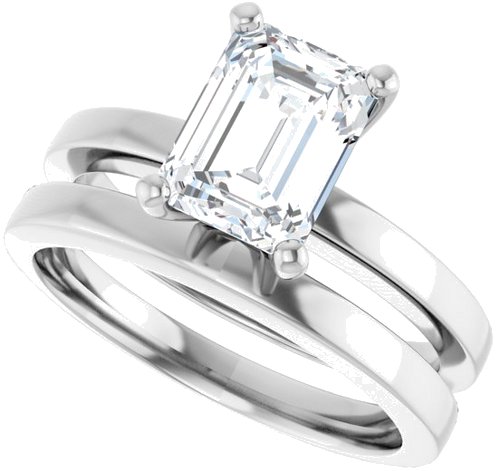 Sužadėtuvių Žiedas „Solitaire“ 417 Baltojo Aukso Emerald 8mm x 6mm (10)