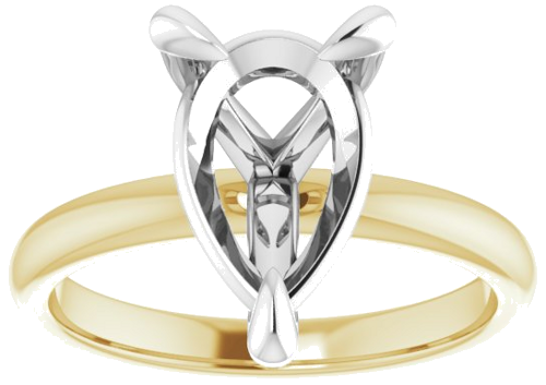 14K Yellow White 12 x 8 mm Pear Engagement Ring Mounting (3)
