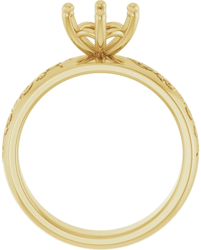 Sužadėtuvių Žiedas „Solitaire Floral“ 14k yellow gold Round 7.4mm (2)