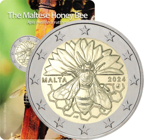 2024 Malta Bitės 2 eurų moneta BU kortelėje (1)