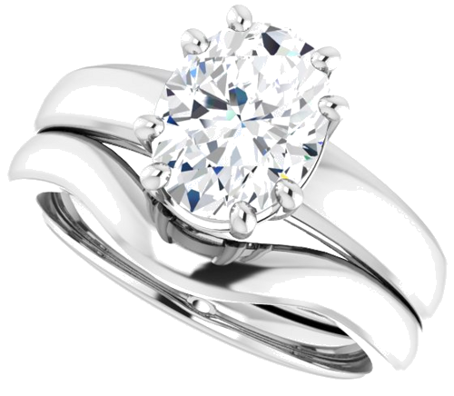 Sužadėtuvių Žiedas „Split-Prong Solitaire“ 14k white gold Oval 9mm x 7mm (10)