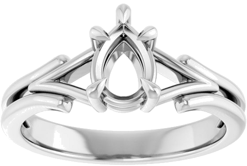 Sužadėtuvių Žiedas „Claw-Prong Solitaire“ 14k white gold Pear 7mm x 5mm (3)