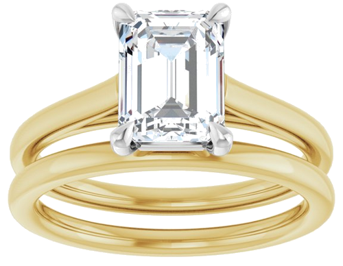 Sužadėtuvių Žiedas „Claw-Pong“ 14k yellow/white gold Emerald 8mm x 6mm (8)