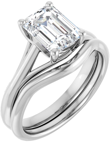 Sužadėtuvių Žiedas „Solitaire“ 14k white gold Emerald 8mm x 6mm (6)
