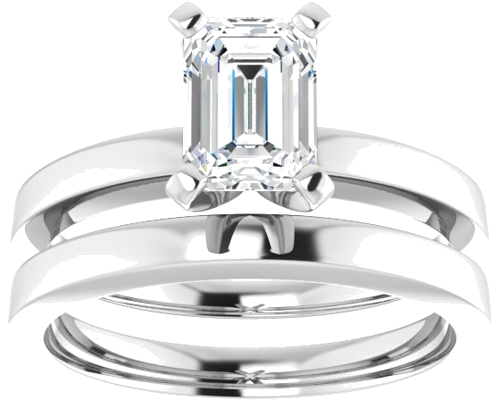 Sužadėtuvių Žiedas „Solitaire“ 14k white gold Emerald 7mm x 5mm (8)