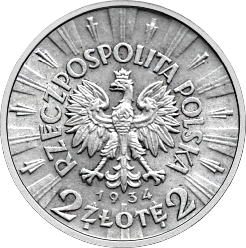 2 zlote Jozef Pilsudski (1934-1939) Poland silver coin (2)