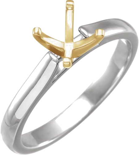 14K White Yellow 6.5 mm Round Solitaire Engagement Ring Mounting (1)