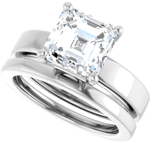 Sužadėtuvių Žiedas 10k white gold Asscher 8mm (10)