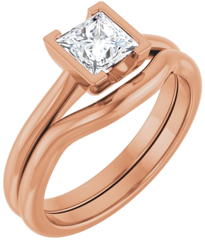 Sužadėtuvių Žiedas „Half-Bezel Solitaire“ 14k rose gold Square 5mm (6)
