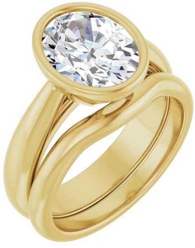 Sužadėtuvių Žiedas „Bezel-Set Solitaire“ 14k yellow gold Oval 10mm x 8mm (6)