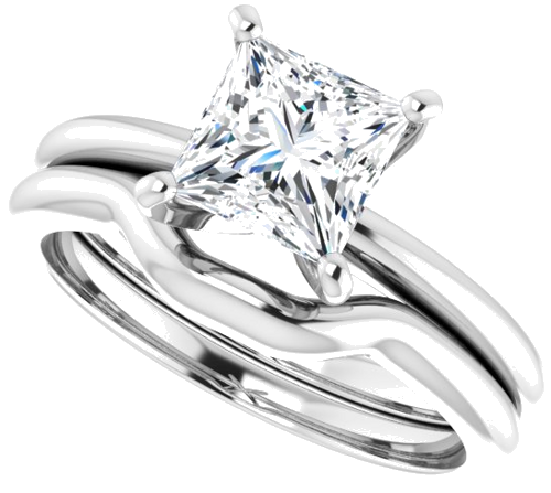 14K White  6x6 mm Square Solitaire Engagement Ring Mounting (10)