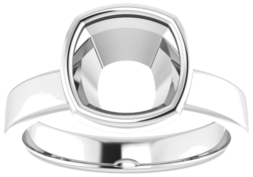14K White 8 mm Cushion Solitaire Engagement Ring Mounting (3)