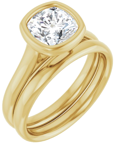 Sužadėtuvių Žiedas „Bezel-Set Solitaire“ 585 Geltonojo Aukso Cushion 7mm (6)