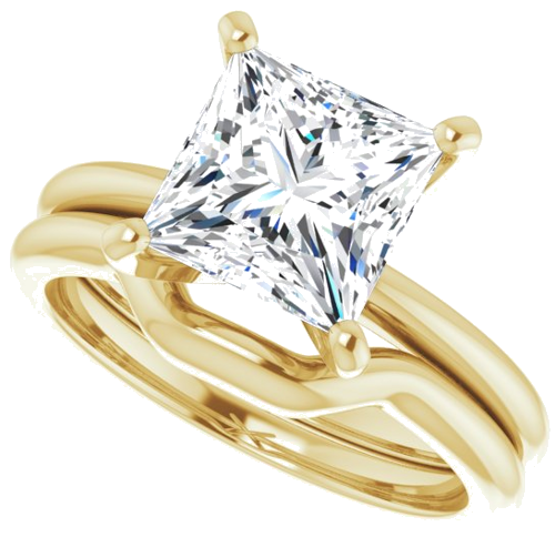 14K Yellow  7.5x7.5 mm Square Solitaire Engagement Ring Mounting (10)