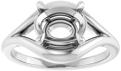 Sužadėtuvių Žiedas „Claw-Prong Solitaire“ 14k white gold Oval 9mm x 7mm (3)