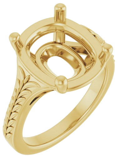 Sužadėtuvių Žiedas „Solitaire“ 14k yellow gold Elongated Cushion 12mm x 10mm (1)