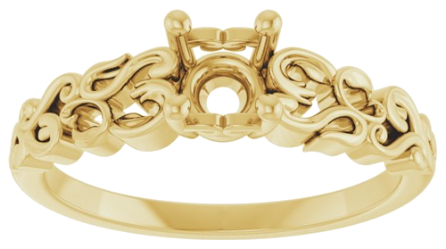 Sužadėtuvių Žiedas „Solitaire Sculptural“ 14k yellow gold Round 5.2mm (3)