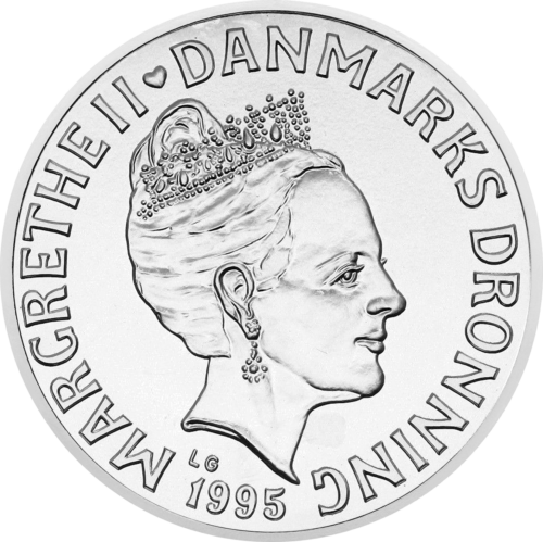 200 kronų Margrethe II Vestuvės 1995 Danijos karalystė sidabrinė moneta (2)
