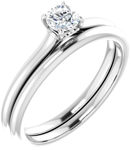 Sužadėtuvių Žiedas „Solitaire“ 585 Baltojo Aukso Round 4.1mm (6)