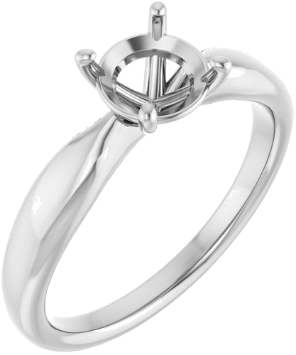 14K White  6.5 mm Round Solitaire Engagement Ring Mounting (1)