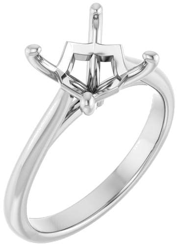 14K White 7 mm Square Solitaire Engagement Ring Mounting (1)